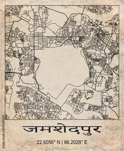 Jamshedpur India Retro Minimalist City Map Poster