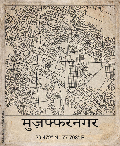Muzaffarnagar India Retro Minimalist City Map Poster