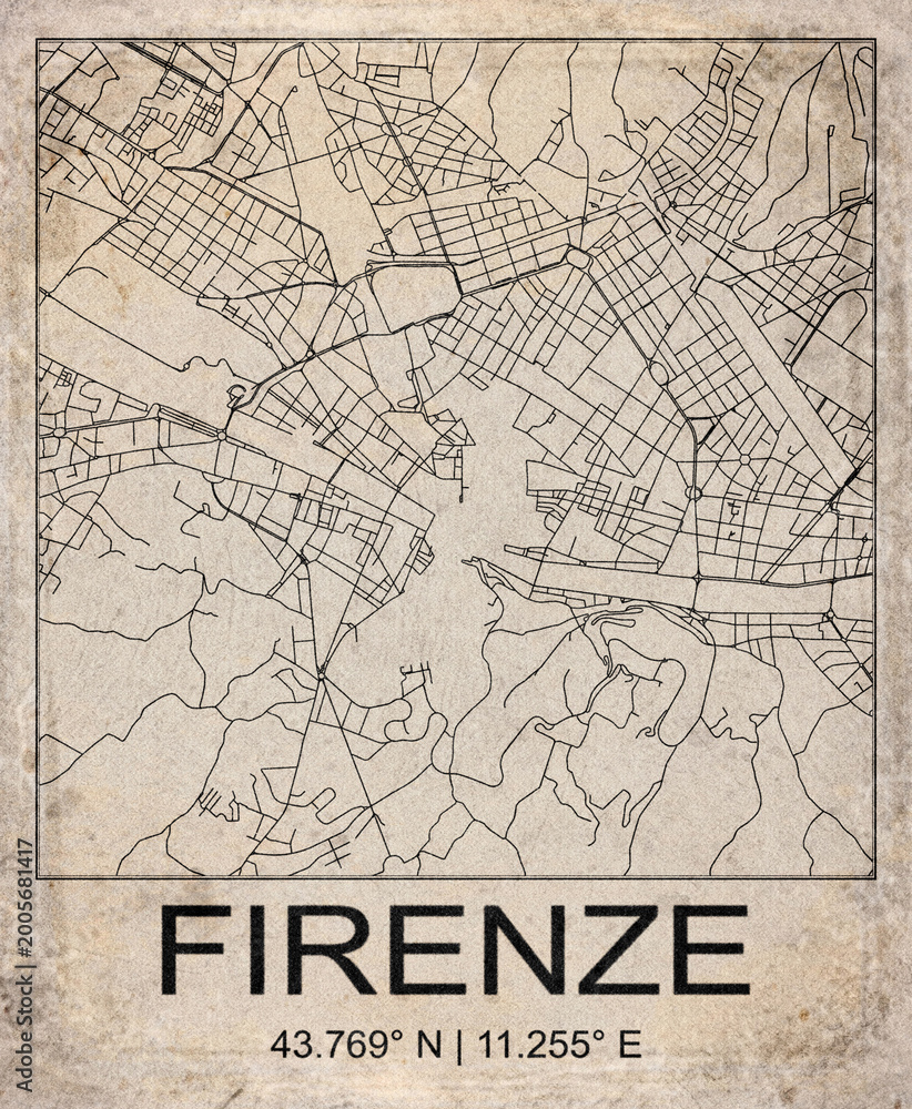 Obraz premium Florence Italy Retro Minimalist City Map Poster