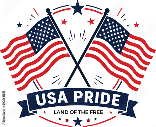 Photography USA Flag Patriotic Design American Pride Land of the Free Illustration
