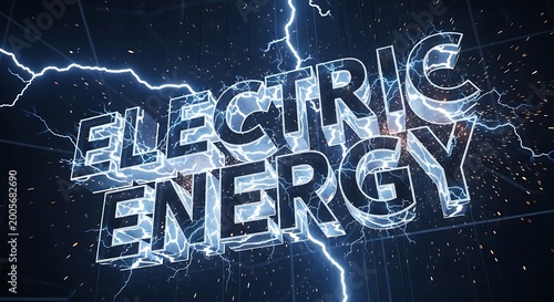 Electric energy concept with lightning bolts.