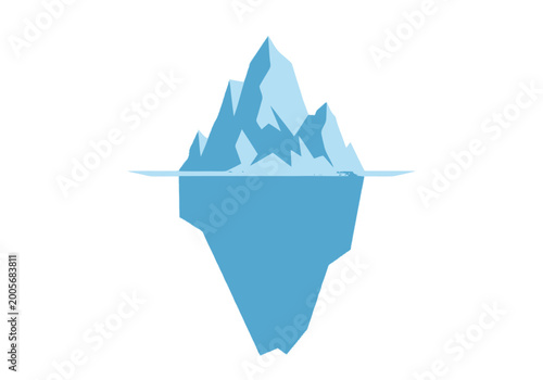 Iceberg Flat Vector Illustration Isolated on White Background - Tip of the Iceberg Concept