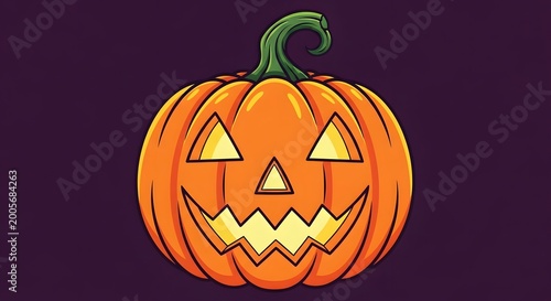 Halloween pumpkin with carved face.