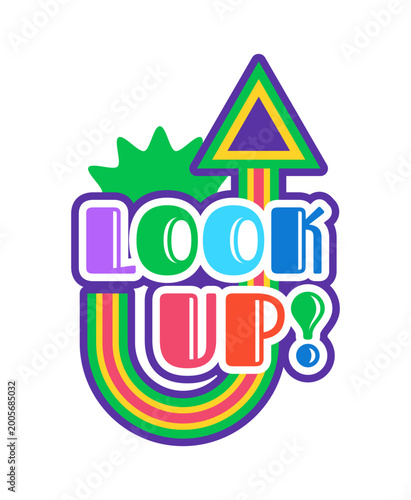 Fotografie Vintage Y2K groovy look up sticker or funky label