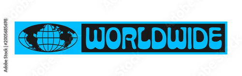 Fotografija Planet worldwide globe Y2K groovy sticker or patch