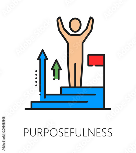 Slika na platnu Kids purposefulness cognitive ability color line icon or symbol
