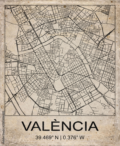Valencia Spain Retro Minimalist City Map Poster