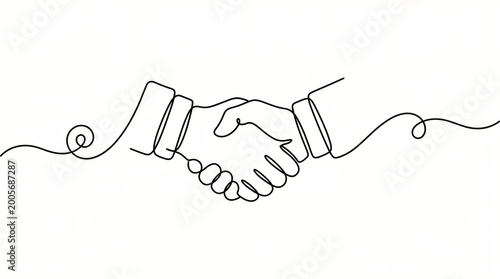 Minimalist handshake a modern partnership agreement in abstract line art