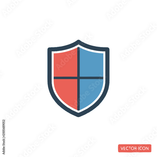 Free Download Shield Security Icon with Red and Blue Quadrants, Flat Vector Protection Symbol - GFXLoad