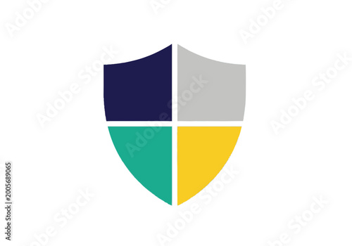 Free Download Modern Shield Icon with Four Colored Quadrants for Security and Data Protection Logo - GFXLoad