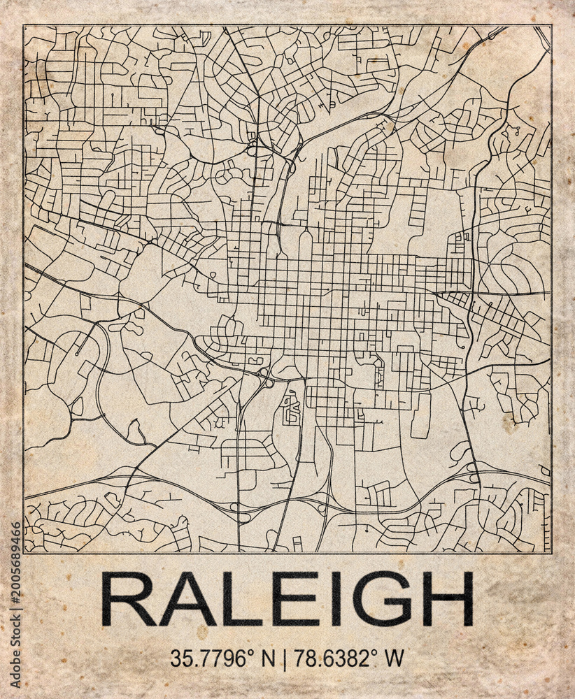 Obraz premium Raleigh USA Retro Minimalist City Map Poster