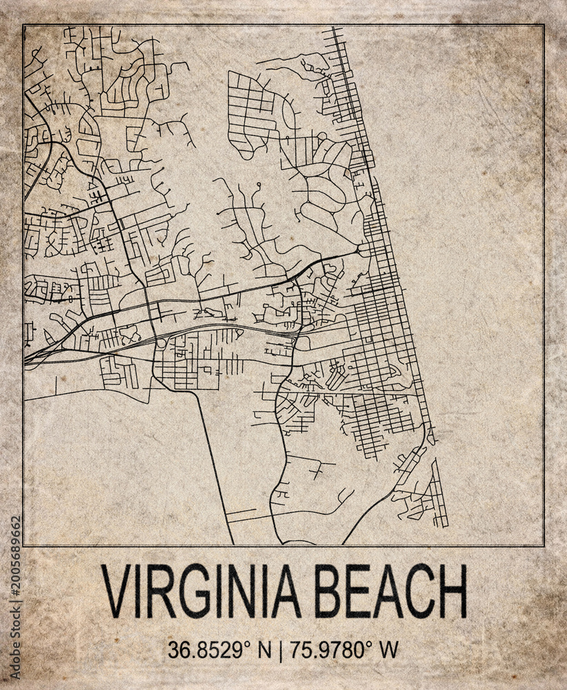 Fototapeta premium USA_Virginia_BeachVirginia Beach USA Retro Minimalist City Map Poster