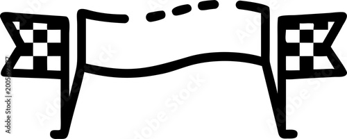 checkered flag banner, racing flag icon, black and white vector, sports symbol, finish line marker