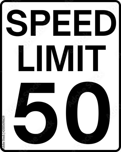 Canvastavla Rectangular Maximum Speed Limit 50 mph Traffic Sign Vector