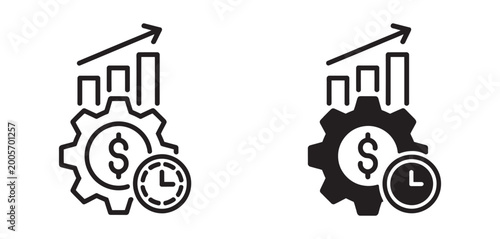 Efficiency icon collection line and mixed style icons, productivity and workflow optimization symbols