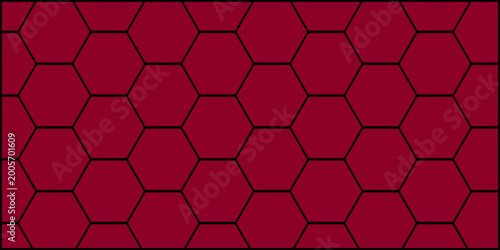 Schilderij op canvas Seamless deep red hexagon honeycomb pattern background with geometric grid, bold
