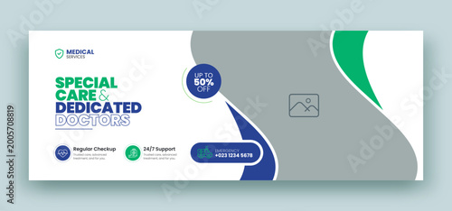 Medical healthcare facebook timeline cover and web banner template
