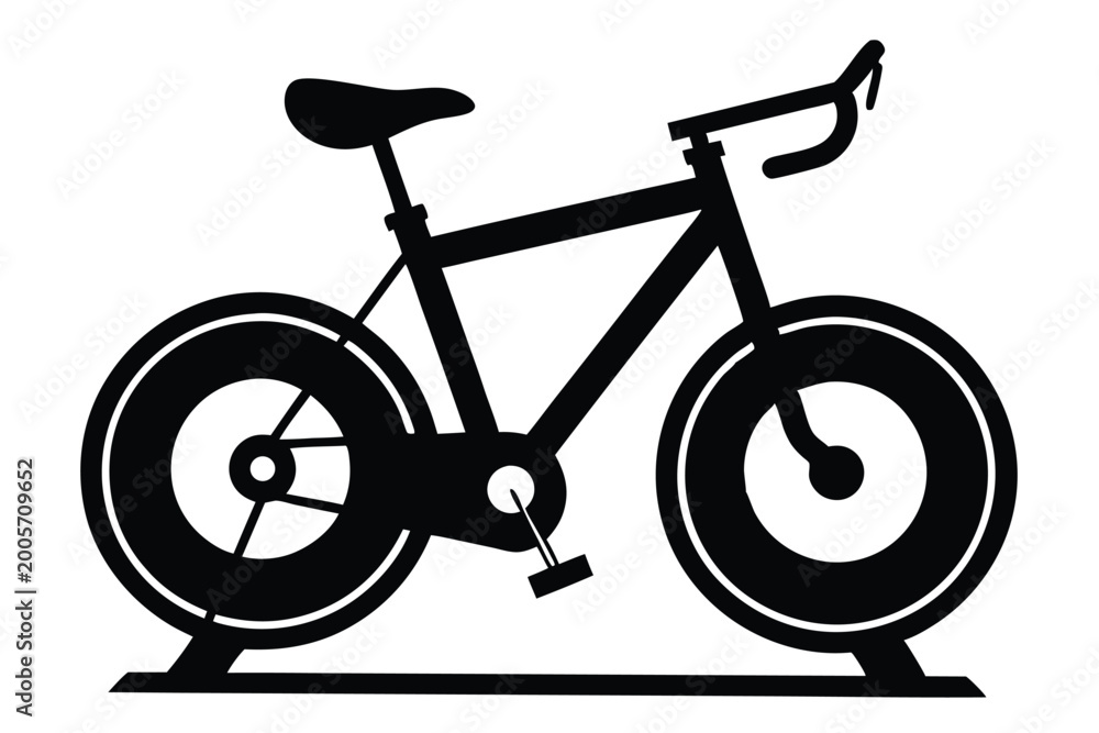 Fototapeta premium stationary bike silhouette line art vector illustration