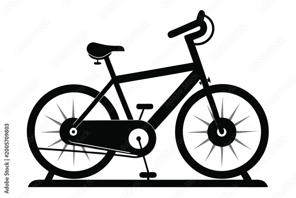 Fototapeta premium stationary bike silhouette line art vector illustration