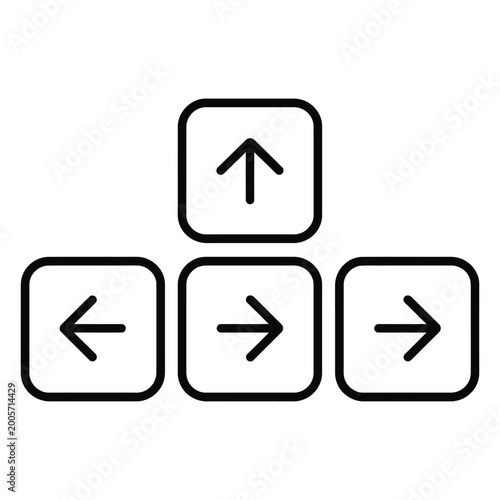 Free Download Black outline of four arrows pointing up, left, right, and down inside rounded squares on a transparent background. - GFXLoad