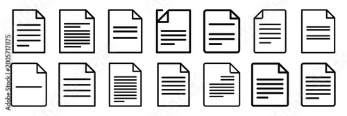 A set of funny document silhouette icon. Funny vector isolated icons on transparent background.