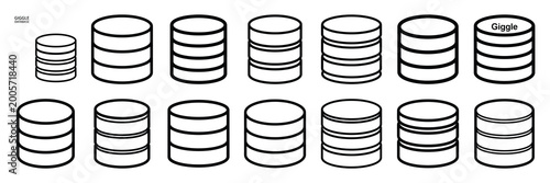 Foto A set of giggle database silhouette icon