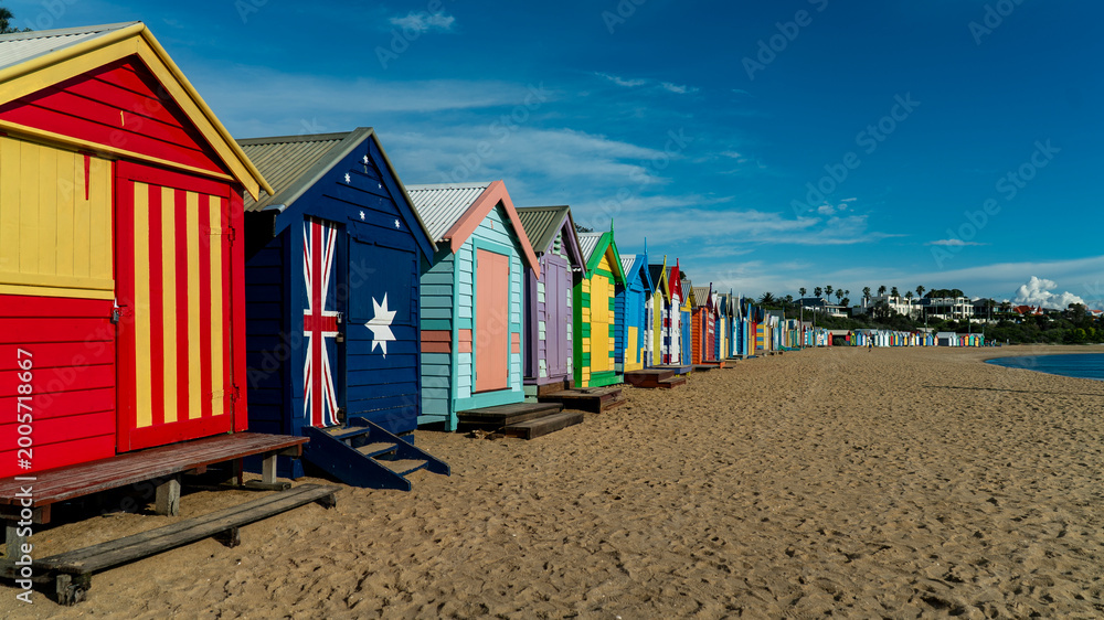 Fototapeta premium Colourful beach huts on the beach