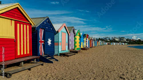 Colourful beach huts on the beach