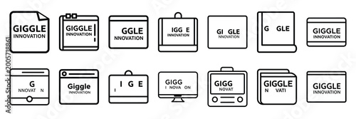 A set of giggle innovation silhouette icon. Funny vector isolated icons on transparent background.