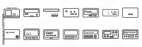 A set of giggle terminal silhouette icon. Funny vector isolated icons on transparent background.