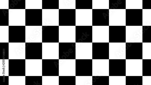 A black checkerboard animation background that moves from far to near.