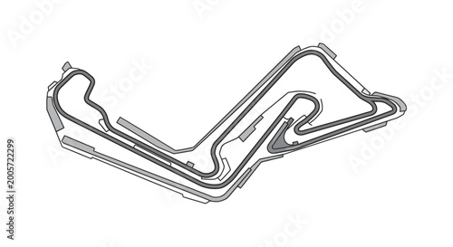 Race Track Outline Top View Minimalist Graphic Vector Illustration with Copy Space