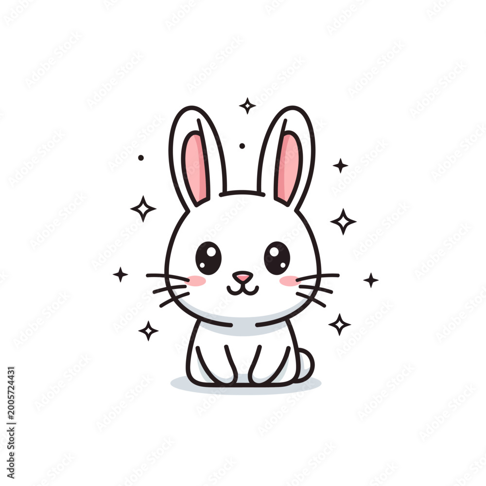 Obraz premium Cute cartoon white bunny rabbit face.