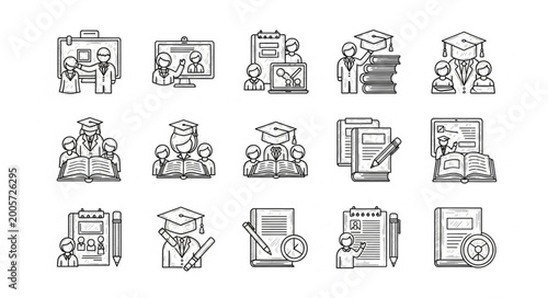 Bild auf Leinwand Collection of Education Icons Representing Learning and Knowledge