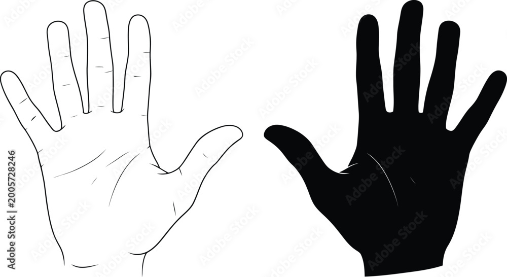 Obraz premium Two hands sketch and silhouette Vector