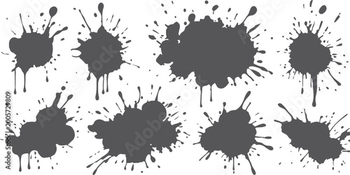Bild auf Leinwand Vector illustration of black grunge ink splats and liquid paint blots featuring