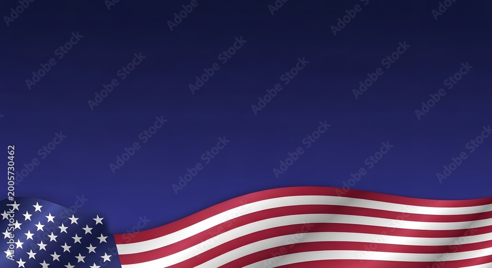 Obraz premium Celebrating independence day american flag waving against a blue sky