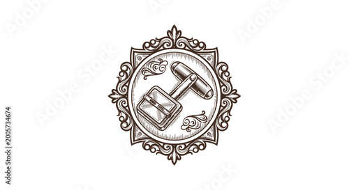Fotografía Vintage Cufflink Emblem - Engraved Ornament with Classic Accessory Icon
