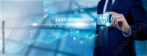 Photography Sales Expert Hand Holding Lead Generation Interface on Digital Screen, tracking potential clients and conversion rates