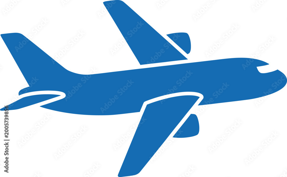 Naklejka premium Blue airplane icon a symbol of travel and aviation