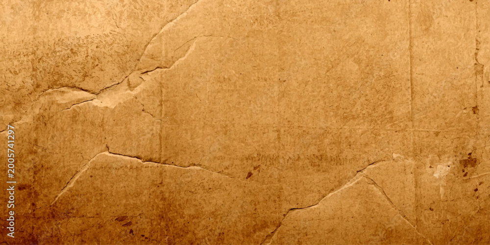 Fototapeta premium Vintage brown old paper texture on a grunge aged wood background with a stained parchment pattern and worn antique surface design