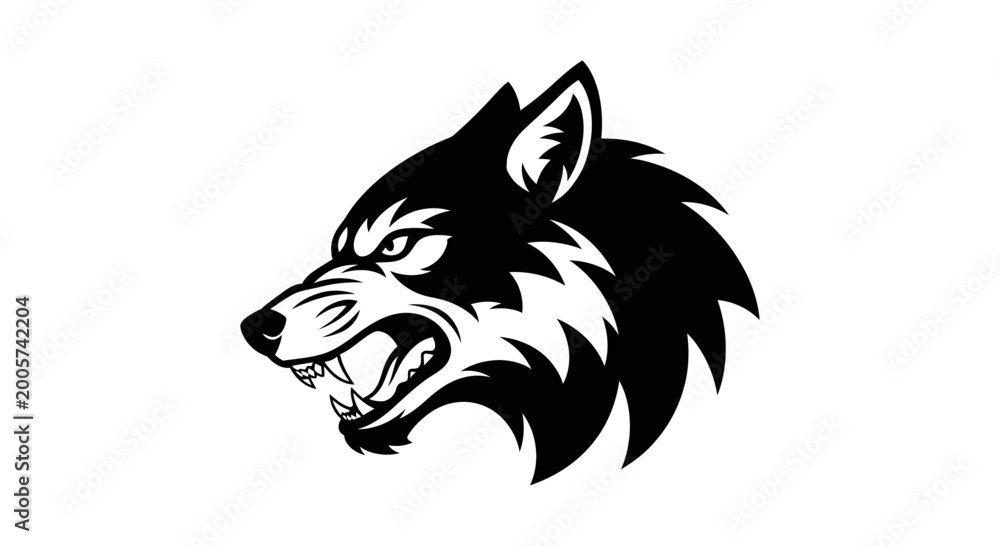 Fototapeta premium Aggressive Wolf Head Logo, Fierce Predator, Wild Animal Mascot