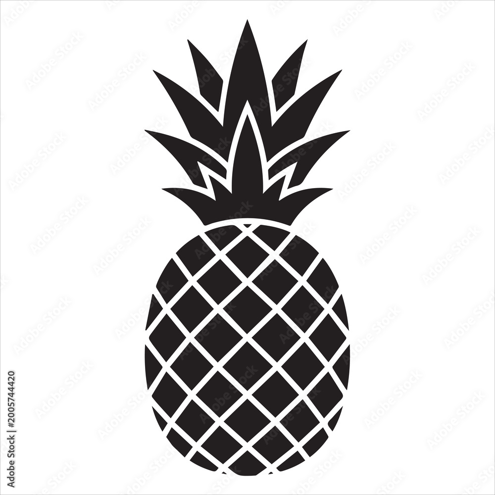 Fototapeta premium symmetrical pineapple silhouette isolated on white background simple vector