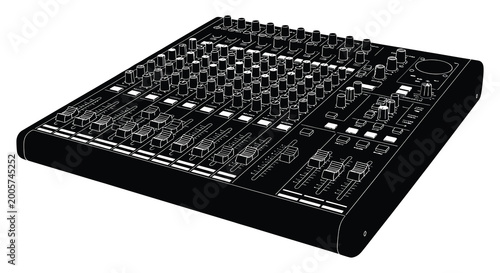 Obraz na płótnie audio mixer silhouette with detailed controls and knobs high quality professiona
