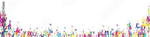 Falling letters of English language. Colorful