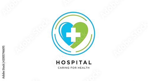 Free Download Medical Health Care Hospital Logo with Heart and Cross Symbol - GFXLoad