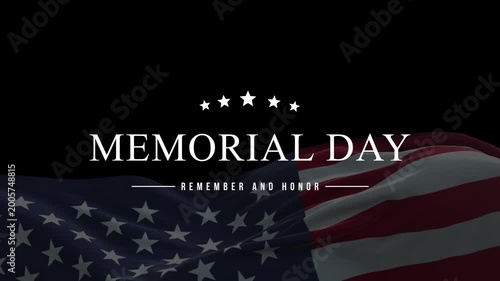 Memorial day animation. Happy memorial day. Flag USA. Honoring all who served banner for memorial day