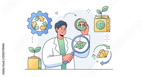 Scientist Examining Green Plant Specimen Closely.