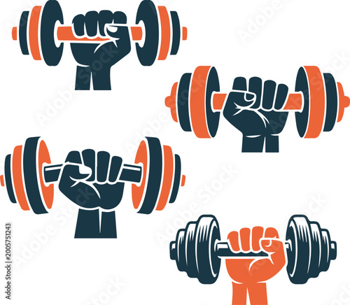 Photos Hand Holding Dumbbell Vector Logos for Fitness and Gym Branding