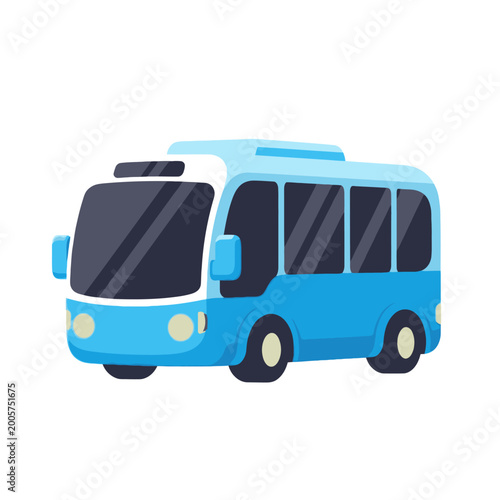 Fotografie Blue cartoon minibus isolated on white background